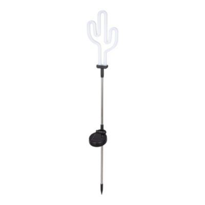 Lampe à piquer extérieur LED à énergie solaire IP44 0.3 W H.88,5 x l.13cm blanc et noir