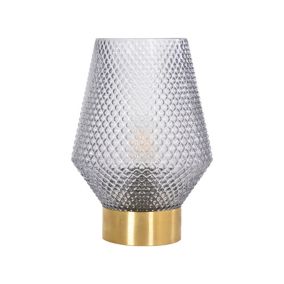 Lampe à poser Acerola verre sculpté fumé IP20 E27 60W H.27,5 x Ø20 cm Corep