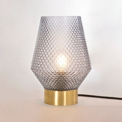 Lampe à poser Acerola verre sculpté fumé IP20 E27 60W H.27,5 x Ø20 cm Corep
