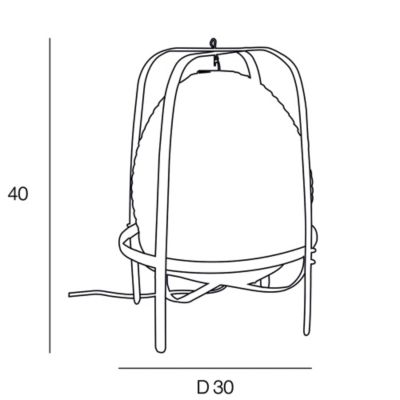 Lampe à poser Akemi IP20 E27 40W H.40 x Ø30 cm papier japonais, bambou, blanc Corep