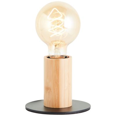 Lampe à poser bambou et métal noir H.9cm E27 40W Brilliant, Kerry
