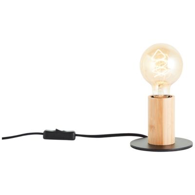 Lampe à poser bambou et métal noir H.9cm E27 40W Brilliant, Kerry