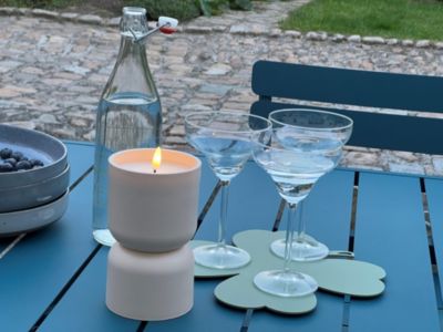 Lampe à poser bougie LED Lovere beige IP44 H.14cm Brilliant