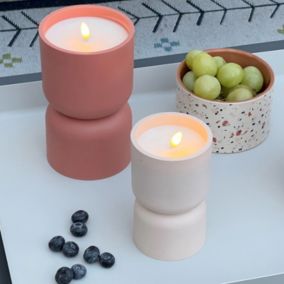 Lampe à poser bougie LED Lovere beige IP44 H.17cm Brilliant
