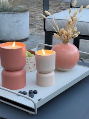 Lampe à poser bougie LED Lovere terracotta IP44 H.14cm Brilliant