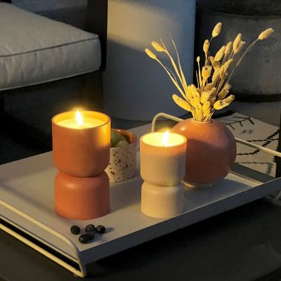 Lampe à poser bougie LED Lovere terracotta IP44 H.17cm Brilliant