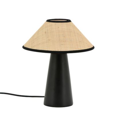 Lampe à poser champignon Lagoa en céramique noir et tissu beige IP20 H.30 cm Seynave