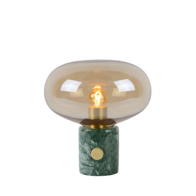 Lampe à poser Charlize pied en marbre vert, abat-jour en verre IP20 E27 40W Ø23 x H.24cm Lucide