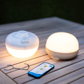 Lampe sans fil LED intégrée dimmable 5W Woody Lumisky bois blanc l.18 x H.  39 x P.18 x Ø 18 cm