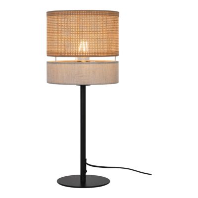 Lampe à poser Conebill lin métal et rotin E27 Ø20 x H.47 cm 25W GoodHome