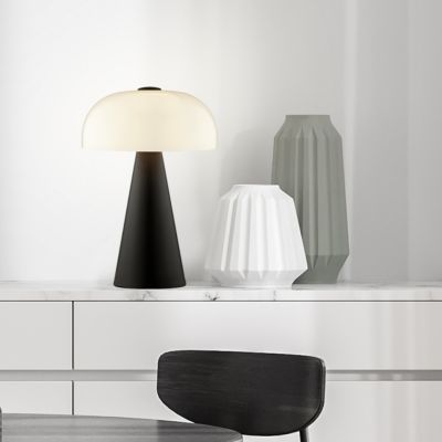 Lampe à poser Crescent métal noir mat et verre H.35,3cm IP20 E14 Brilliant