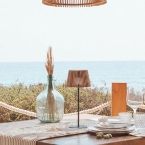 Lampe à poser d'extérieur en bambou à énergie solaire Okinawa câble jute H.36cm IP44 Newgarden