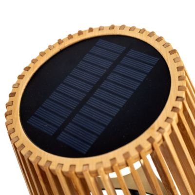Lampe à poser d'extérieur en bambou à énergie solaire Okinawa câble jute H.36cm IP44 Newgarden