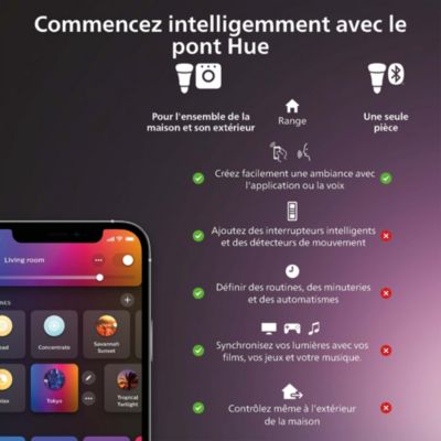 Lampe à poser dimmable 570 lm IP20 8,1 W Philips Hue blanc