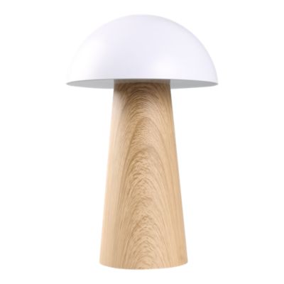 Lampe à poser effet bois et blanc LED intégrée H. 20 cm IP 44 GoodHome Varitas