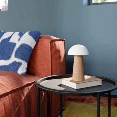 Lampe à poser effet bois et blanc LED intégrée H. 20 cm IP 44 GoodHome Varitas
