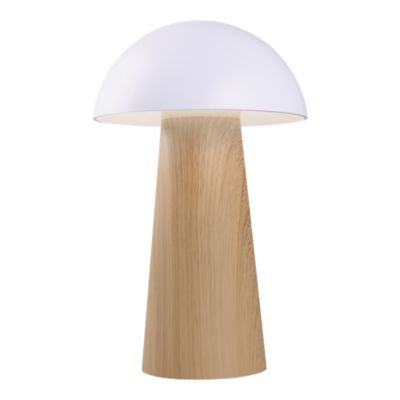Lampe à poser effet bois et blanc LED intégrée H. 20 cm IP 44 GoodHome Varitas