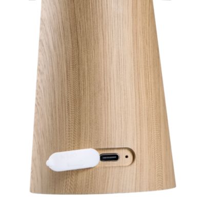 Lampe à poser effet bois et blanc LED intégrée H. 20 cm IP 44 GoodHome Varitas