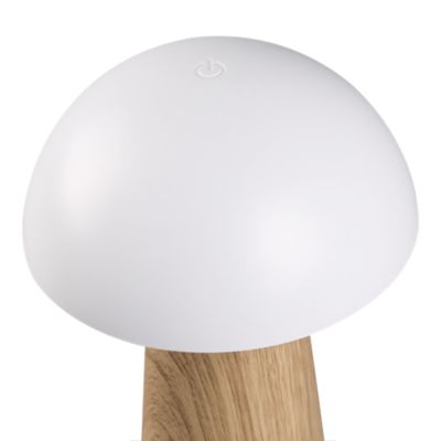 Lampe à poser effet bois et blanc LED intégrée H. 20 cm IP 44 GoodHome Varitas