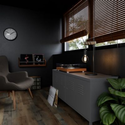 Lampe à poser effet bois et métal noir E27 Ø15.7cm x H.49 cm 42W GoodHome Hornero