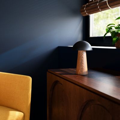 Lampe à poser effet bois et noir LED intégrée H. 20 cm IP 44 GoodHome Varitas