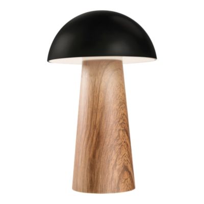Lampe à poser effet bois et noir LED intégrée H. 20 cm IP 44 GoodHome Varitas
