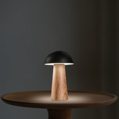 Lampe à poser effet bois et noir LED intégrée H. 20 cm IP 44 GoodHome Varitas