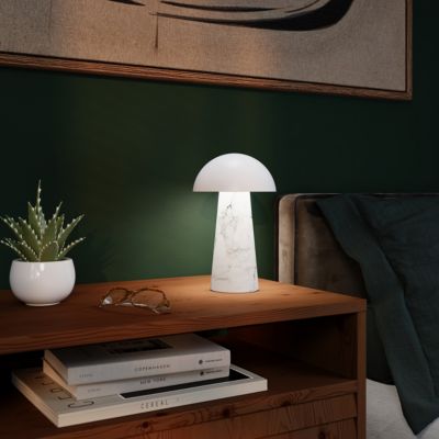Lampe à poser effet marbre blanc LED intégrée H. 20 cm IP 44 GoodHome Varitas