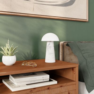 Lampe à poser effet marbre blanc LED intégrée H. 20 cm IP 44 GoodHome Varitas