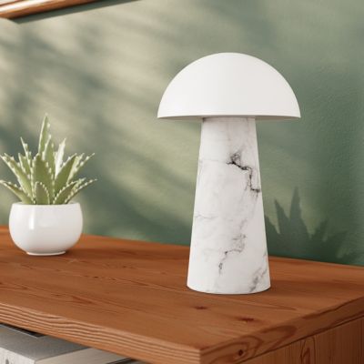 Lampe à poser effet marbre blanc LED intégrée H. 20 cm IP 44 GoodHome Varitas