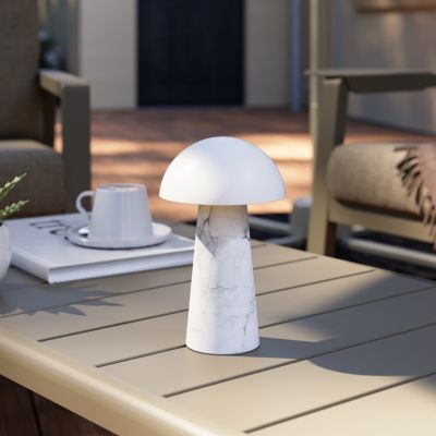 Lampe à poser effet marbre blanc LED intégrée H. 20 cm IP 44 GoodHome Varitas
