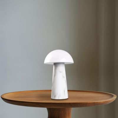 Lampe à poser effet marbre blanc LED intégrée H. 20 cm IP 44 GoodHome Varitas