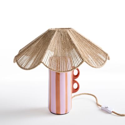 Lampe à poser en céramique à rayures roses H.34,5 cm Maison Paloma x Castorama