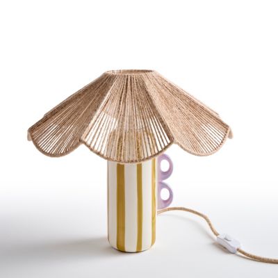 Lampe à poser en céramique à rayures vert olive H.34,5 cm Maison Paloma x Castorama