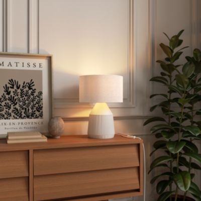 Lampe à poser en céramique blanc E27 ⌀28 x H.40cm 25W Goodhome Longclaw