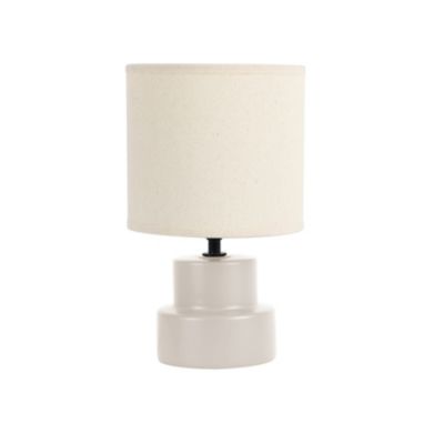Lampe à poser en céramique blanc écru et lin H.25 cm E14 40W, Seynave Lipa