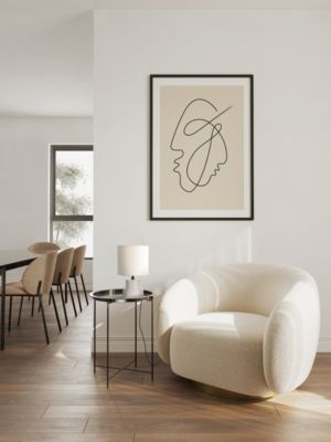 Lampe à poser en céramique blanc écru et lin H.25 cm E14 40W, Seynave Lipa