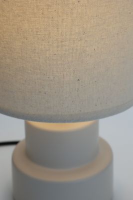 Lampe à poser en céramique blanc écru et lin H.25 cm E14 40W, Seynave Lipa