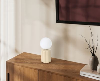 Lampe à poser en céramique blanc écru H.25 G9 40W Seynave, Omer