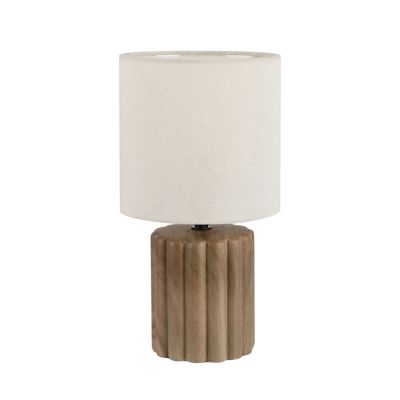 Lampe à poser en céramique effet bois et lin H.28,5cm E27 40W Seynave, Chani