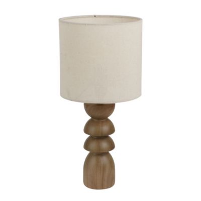 Lampe à poser en céramique effet bois et lin H.32cm E27 40W Seynave, Kamil