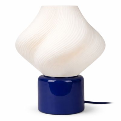 Lampe à poser en céramique et verre bleu H. 28 cm Hexagone Cera