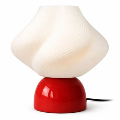 Lampe à poser en céramique et verre rouge H. 28 cm Hexagone Cera