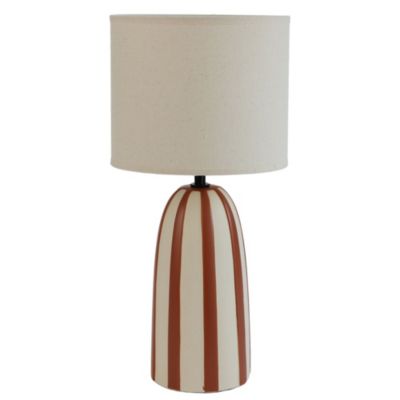 Lampe à poser en céramique terracotta, blanc et lin H.21cm E27 40W Seynave, Savana