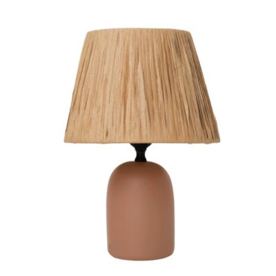 Lampe à poser en céramique terracotta et raffia H.31,5cm E27 40W Seynave, Alezio
