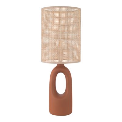 Lampe à poser en céramique terracotta et tissu beige Bittern GoodHome