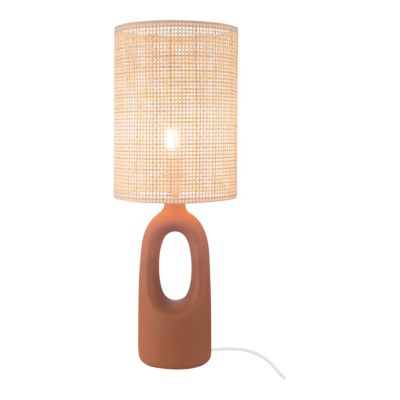 Lampe à poser en céramique terracotta et tissu beige Bittern GoodHome