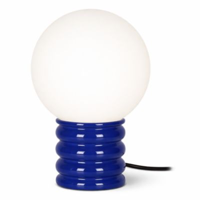 Lampe à poser en métal bleu et verre H. 20 cm Exagone Bulby