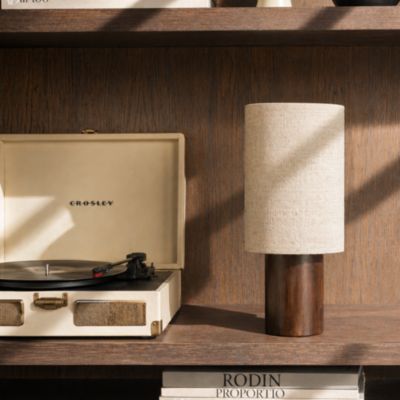 Lampe à poser en métal et bois foncé H. 36 cm Exagone Ona