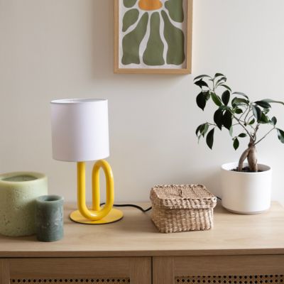 Lampe à poser en métal jaune et tissu H.33cm E27 60W, Jumell Wama